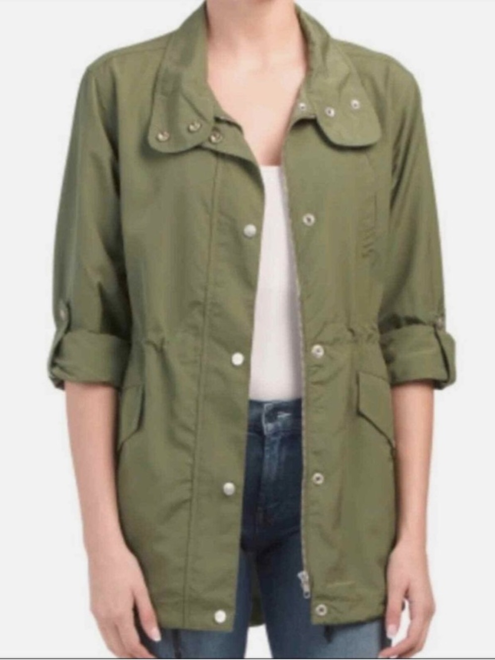 Sanctuary Anorak Olive Green Utility Trench Coat Size Large